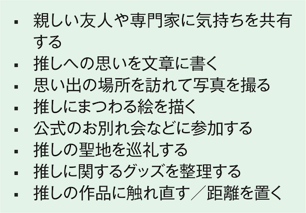 表1 推しの死後の過ごし方の例